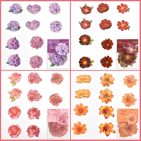 80pcs Floral Stickers,Flower Stickers,Scrapbook Stickers,Holographic Sticke for Large Floral Stickers Journal Supplies Aesthetics with Sticker Scr...