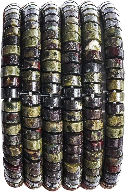 Natural Dragon Blood Stone Spacer Beads 6x3mm 38cm/str Flat Round Loose Semi Gemstone Caps for Making Bracelets Necklace...
