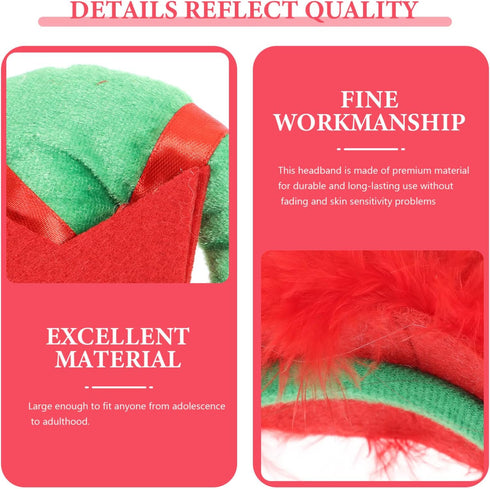 FRCOLOR Elf Hat Headband Christmas Halloween Holiday Party Cute Elf Costume Hats Hair Hoop Headwear for adult girls...