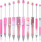 10 Pcs Pink Beadable Pen Bulk Diamond Rhinestone Beadable Pens 2 in 1 Stylus Bead Pen Empty Tube Floating DIY Pens Plastic Black Ink Ballpoint Pen...