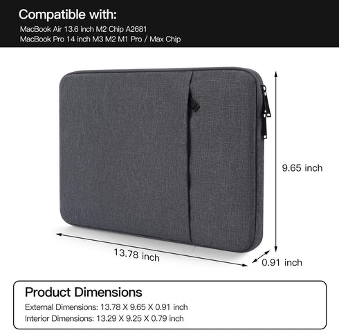 13-inch Laptop Sleeve Case for 2024 2023 MacBook Air 13.6 inch with Apple M2 M3 Chip & MacBook Pro 14 inch with M3 M2 Chip Accessories Carrying Ca...