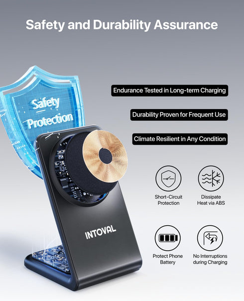 Intoval Magnetic Charging Stand for iPhone, Magnet Wireless Charger for iPhone 15 Pro/Pro Max/Plus/14/13/12, Fast iPhone Charger (M2, Black)......