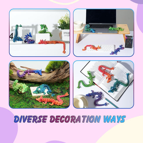 12" 3D Printed Dragon, Articulated Dragon, Crystal Dragon, Dragon Fidget toy, Home Office Decor Executive Desk Toy (Purple)...