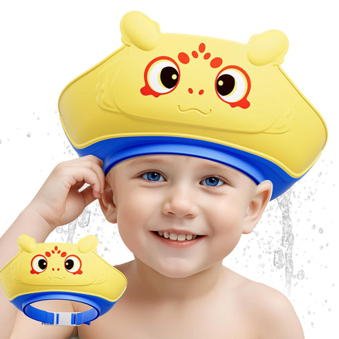 Upgrade Baby Shampoo Shower Cap, Toddler Shower Cap for 1-10 Years Old Kids, Soft Bath Bathing Hat,Adjustable Visor Hat,Protector Eye Ear,Washing ...