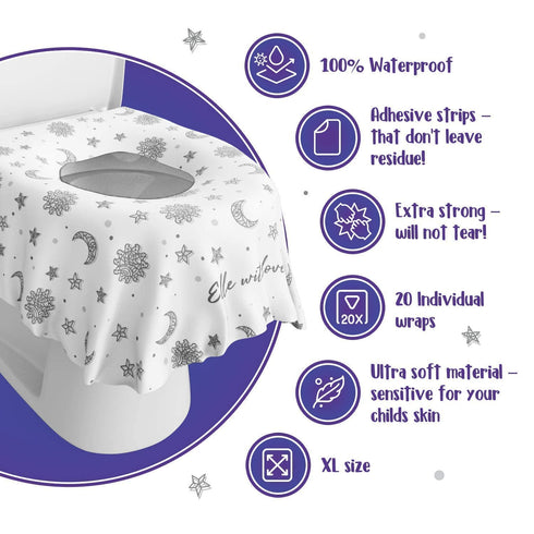 20 Pack Extra Large Disposable Toilet Seat Cover (Boho) – Toddler Toilet Covers for Full Coverage On Toilet or Potty – Ideal Travel Toilet Seat Co...