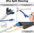 Cord Management Organizer Kit 2 Cable Sleeve Split with 41Self Adhesive Cable Clips Holder, 10pcs and 2 Roll Self Adhesive tie and 100 Fastening C...
