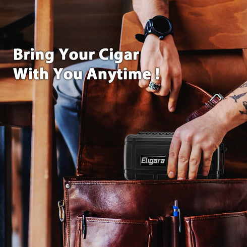 Travel Cigar Humidor Case with Humidifier Disc - Waterproof, Airtight, Durable and Crushproof - Holds up to 10 Cigars, Portable Cigar Box Gift for...