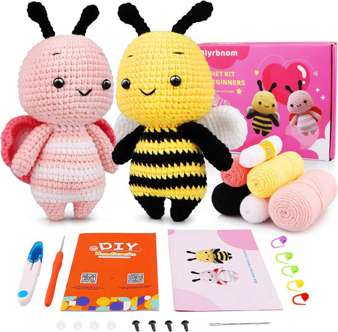 Blyrbnom Crochet Kit for Beginners, Amigurumi Crocheting Animals Kits with Step-by-Step Video Tutorials, Knitting Starter Pack for Adults&Kids,(Be...