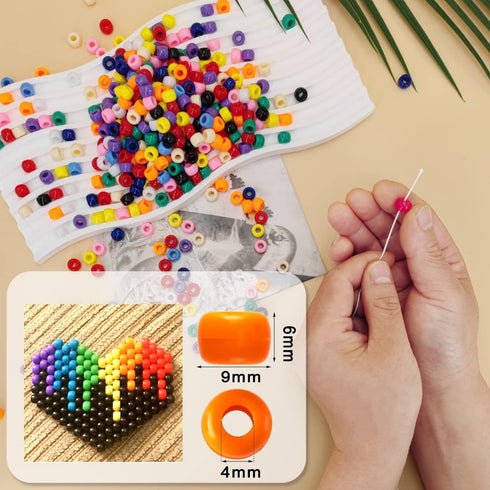 1000PCS 6x9mm Pony Beads Bulk, Neon Pony Beads for Bracelets Making Kit, Kandi Beads, Hair Beads for Braids, Craft Beads for Jewelry Making (Neon ...