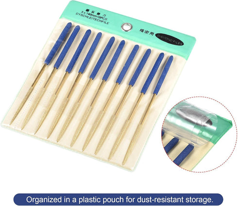 uxcell Diamond Needle File Set 3mm x 140mm, Round Files Titanium Coated Tools for Metal Wood Stone Glass, 10pcs...