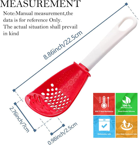 6in1 Multifunctional Kitchen Cooking Spoon- Kitchen Gadgets Strainers for egg yolk Separator- Grater Masher- Colander Skimmer Scoop- for Mashing, ...