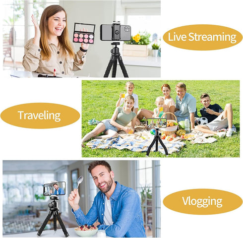 Sensyne Phone Tripod, Flexible Cell Phone Tripod with Phone Holder and Wireless Remote, Mini Travel Tripod Stand, Compatible with All Cell Phones,...