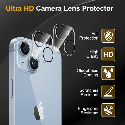 3 Pack Tempered Glass Screen Protector for iPhone 14/13?6.1 inch? + 3 Pack Camera Lens Protecto,Mounting Frame, Anti-Fingerprint, 9H Hardness, Scr...
