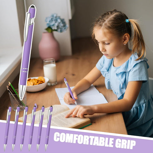 6 Pcs Blue Ink Ballpoint Pen with Stylus Tip 2 in 1 Ballpoint Pen Metal Pens Stylus Pen for Touch Screens School Office Coworkers (Purple)......