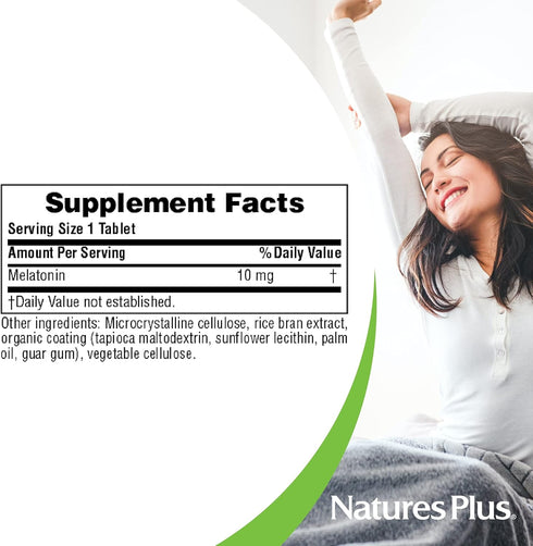 Natures Plus Melatonin 10 mg - 90 Fast-Acting Tablets - Promotes Healthy Sleep - Vegan, Gluten Free - 90 Servings...