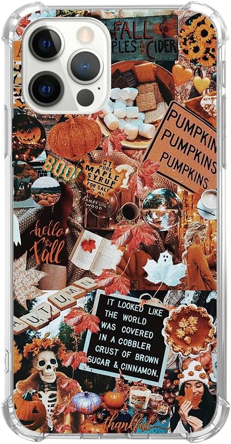 Trendy Aesthetic Autumn Case Halloween Pumpkin Case for iPhone 14 Pro Max, Fall Maple Pumpkin Case for iPhone 14 Pro Max for Women Men, Unique Des...