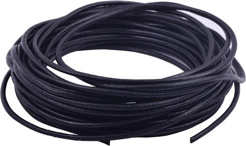 KONMAY 3.0mm Round Real Leather Cord, 10 Yards Matte Black Leather String Cord for Jewelry Making, Necklaces, Bracelets and Crafting...