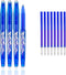 Erasable Gel Pens Blue Pen 0.7mm Fine Point, Pack of (4 Blue Pen+ 8 refills) Blue Ink Erasable Pens for smooth writing office pens back to school ...