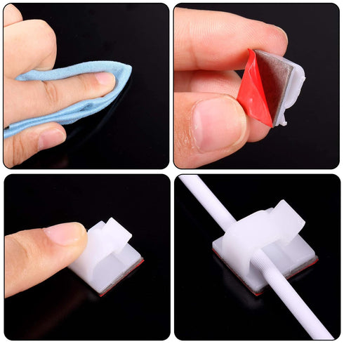 Maitys 60 Pieces Outdoor Cable Clips Christmas Adhesive Hooks Cable Management Wire Light Clips Cord Hider Organizer for Fairy Light Under Desk, W...