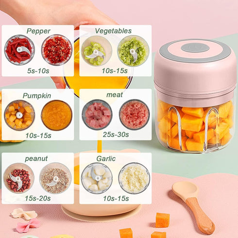 Electric Garlic Chopper, 250ML Food Chopper USB, Mini Vegetable Chopper, Garlic Mincer, Onion Chopper, Portable Small Food Processor for Garlic, G...
