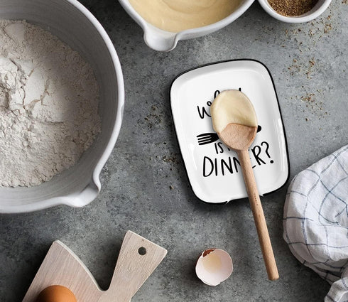 Ceramic Fork Spoon Rest What The Fork Is for Dinner, Functional Kitchenware Spoon Rest for Dinner Party, Dining Table, Kitchen Countertop or Stove...