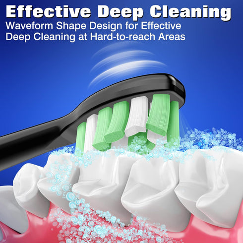Toothbrush Replacement Heads for Philips Sonicare DiamondClean ProtectiveClean 4100 5100 6100 C2 G2 Electric Toothbrush Brush Heads Black, 10 Pack...