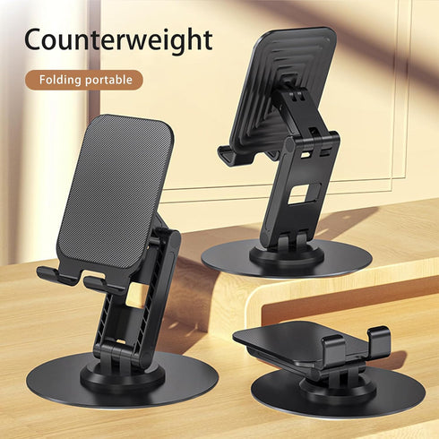 360°Rotating Cell Phone Stand for Desk, Portable & Foldable Phone Holder for Office & Home, Angle & Height Adjustable Tablet Stand for All Mobile ...