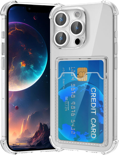 Design for iPhone 12 Pro Case with Card Holder, Wallet Case Clear Slim Soft Protective Cover Shockproof Anti-Scratch Phone Card Case for iPhone 12...