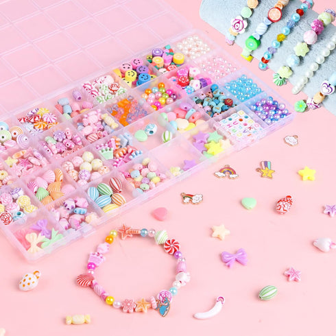 FOPINOA Bracelet Making Kit, Acrylic Friendship Bracelet Making Kit Alphabet Letter Beads for Jewelry Making with 2 Rolls Elastic Strings and Scis...