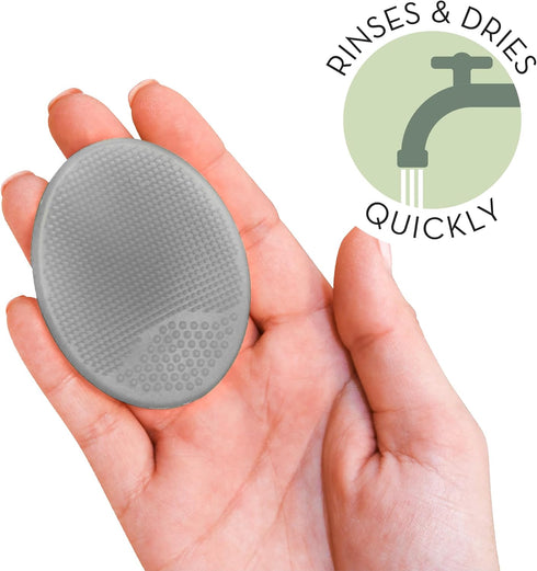 S&T INC. Exfoliating and Massaging Cradle Cap Bath Brushes for Baby, Silicone - 2 Inch x 2.5 Inch, Grey and Teal, 2 Pack...