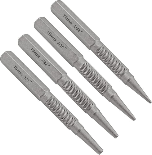 4pcs Nail Setter Punch, 1/32 1/16 3/32 1/8 Inch Center Punch Set, Nail Punch Kit Nail Driver Tool...