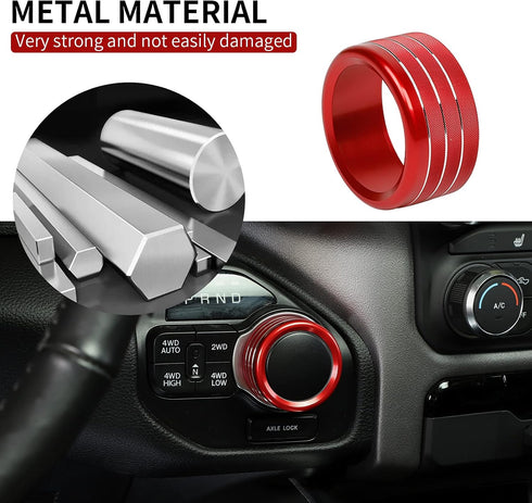 JWWY Gear Shift Shifter Switch Knob Cover Gear Selector Transmission Gearstick Gear Lever Knob Trim for Dodge 2018-2024+ 1500 RAM Special Editions...