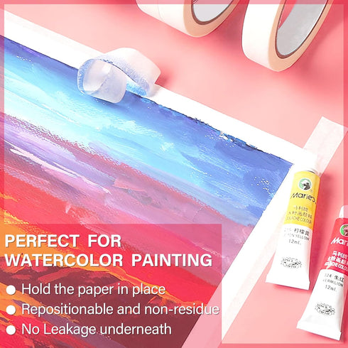Artist Tape Masking Tape White Drafting Tape White Artist Tape Watercolor Tape for Painting (0.6 inches)...