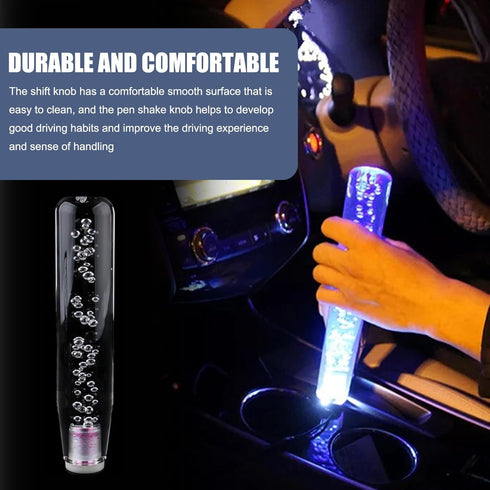 1 PC Car LED Shift Knob with Bubblem, Waterproof Smooth Crystal Vehicle Shifter Replacement, Universal Luminescent Automotive Shifter Knob Accesso...