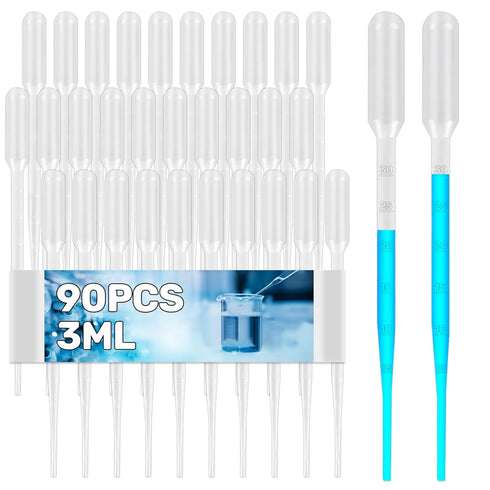 Disposable Pipettes Dropper 90pcs - 3ml Plastic Pipettes Droppers Pippettes Pippets Water Dropper Mini Transfer Pipettes Droppers for Ersessential...