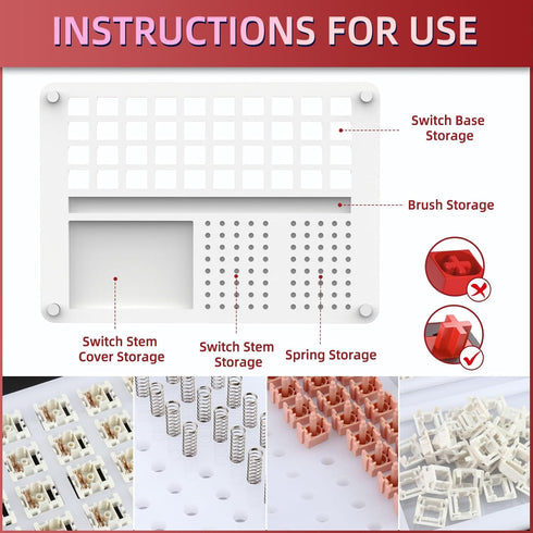 YIMAGUJRX 40 Switches Acrylic Lube Station for Custom Mechanical Keyboard Switches(White...