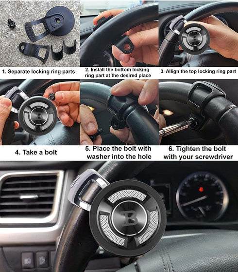 BL Steering Wheel Knob Spinner - Universal Non-Slip Fit, ABS & Premium High Gloss Chrome Plated Finish Suicide Knob with Metal Ball Bearing & Easy...