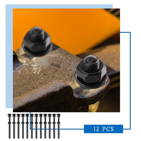 Zonon Carriage Bolt Kit Galvanized Carriage Bolt Set Includes Rust Resistance Bolts Washers and Nuts for Fastening Accessories (12 Sets,Black,1/4 ...
