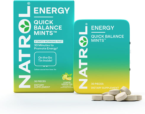 Natrol Quick Balance Energy Mints, Energy Supplement, 30 Lemon Green Tea Naturally and Artificially Flavored, 30 Count, 15 Day Supply...