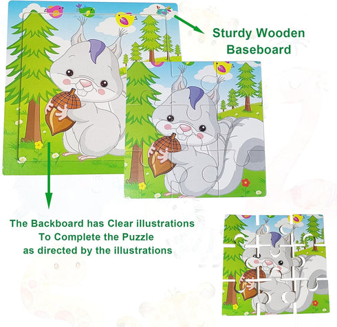 6 Pack Wooden Animal Jigsaw Puzzles for Kids Age 2 3 4 5 Toddler Preschool Educational Puzzles Learning Travel Toys for Boys and Girls...