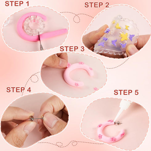 14 Pcs Polymer Clay Hoop Guide Flower Polymer Clay Molds Clay Cutters for Polymer Clay Jewelry Earring Clay Cutters 6 Sizes Hoop Guides with 30 Pc...