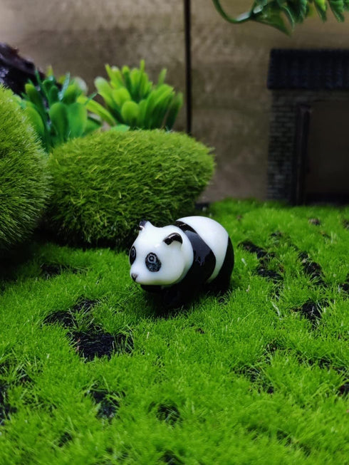 WitnyStore Tiny 1¼" Standing Panda Figurine - Miniature Hand Made Painted Ceramic Giant Pandas Black White Bear Asian Wildlife Wild Animals Cute P...