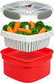 Microwave Cookware Steamer- 3 Piece Microwave Cooker w Food Container, Removable Strainer and Locking Steam Vent Lid- BPA Free, Fridge and Freezer...