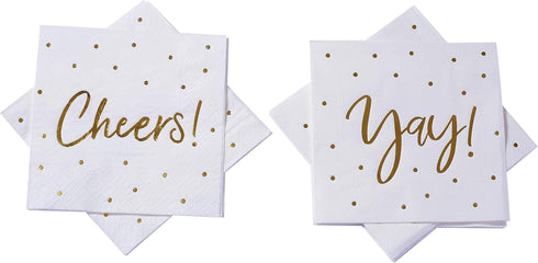 100 Pack Cocktail Napkins - Includes 2 Designs - Perfect for Weddings, Birthdays, New Year Party Supplies …...