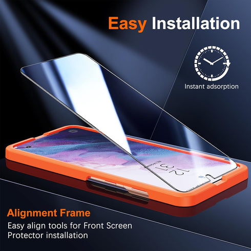 UniqueMe for Samsung Galaxy S21 Plus Screen Protector, 9H Hardness Fingerprint Unlock Samsung S21+ Tempered Glass + Camera Lens Protector with Eas...