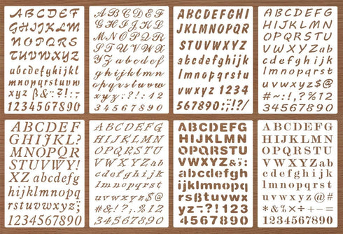 Pack of 8 Plastic Alphabet Letter Number Drawing Painting Stencils Sets for Scrapbook/DIY Painting Craft Projects?Letter Height is About 1 inch...