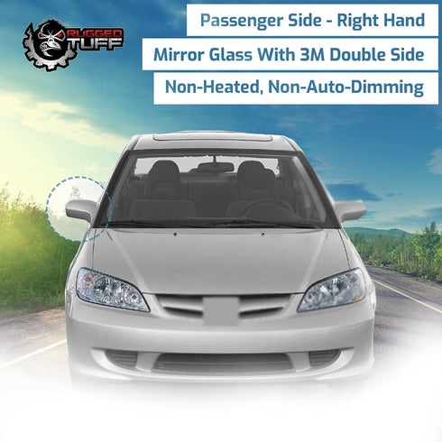 exactafit 8838R Passenger Side Mirror Glass Replacement Repair Compatible With 2001 2002 2003 2004 2005 Honda Civic...