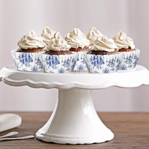 600Pcs Blue Floral Cupcake Liners Chinoiserie White Blue Flower Cupcake Wrappers Paper Disposable Decorative Muffin Brownie Cups for Baking Party ...