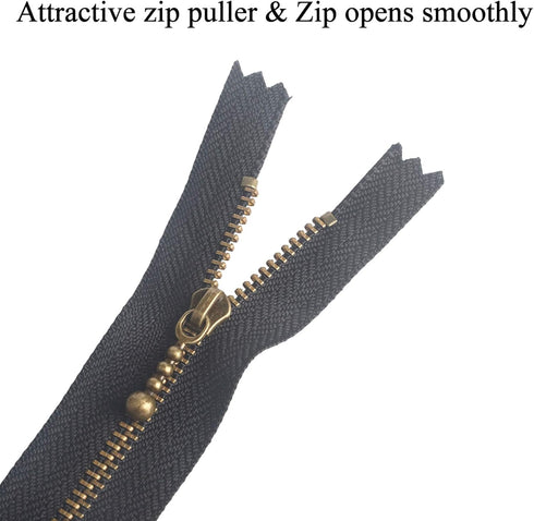 Beaulegan Metal Zippers 10 Pcs - #3 Antique Brass Close-end 7.9 Inch (20 cm), Assorted Color...