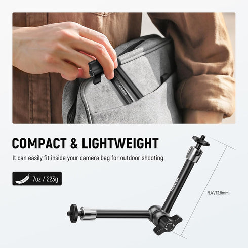 NEEWER 9.8"/25cm Adjustable Friction Magic Arm with 1/4" Screw on Both Ends, Compatible with SmallRig Cage, Flash/LED Light/Microphone/Monitor/Sup...